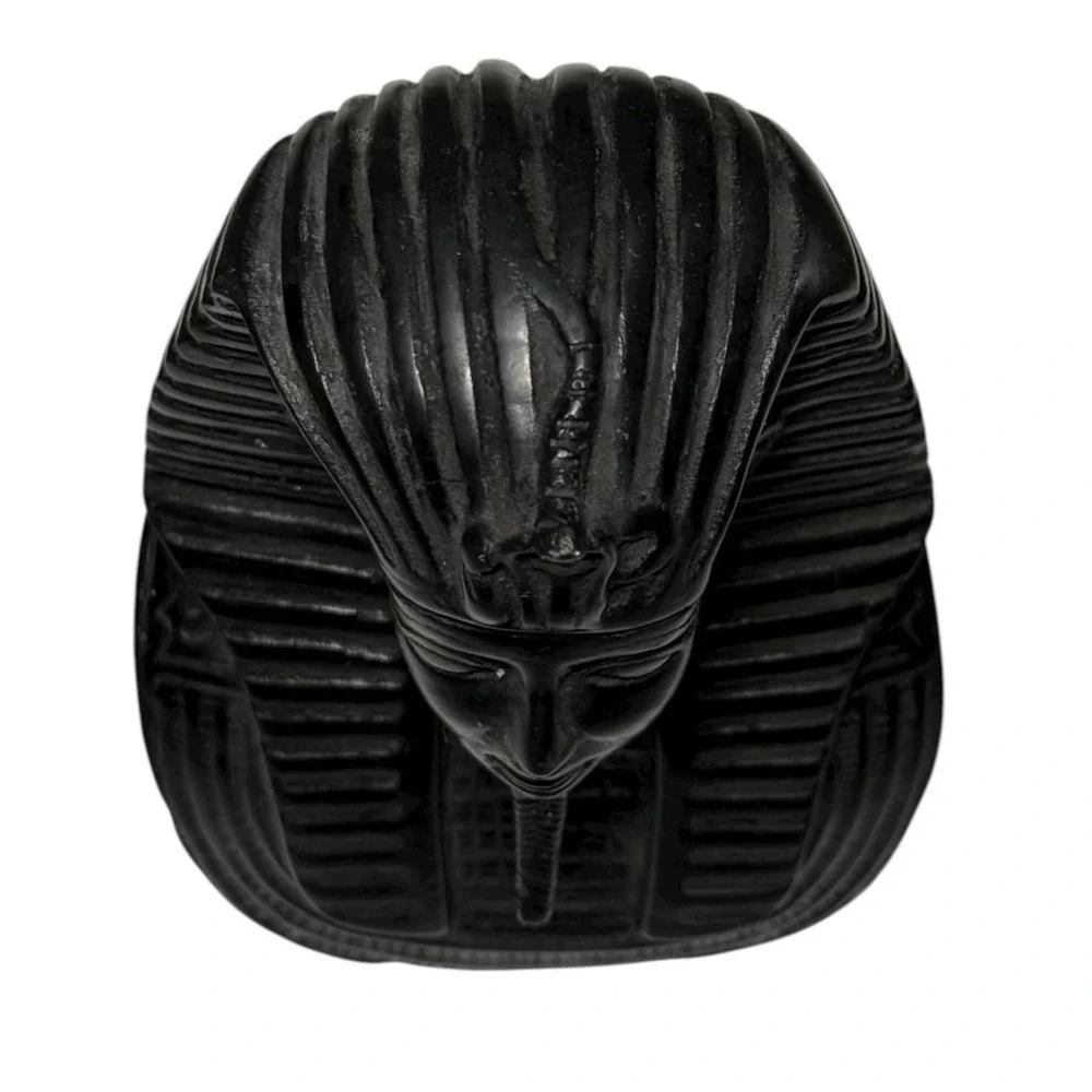 Egyptian Bust Set King Tut Nefertiti Statue Black‎ Stone Hieroglyph Decor